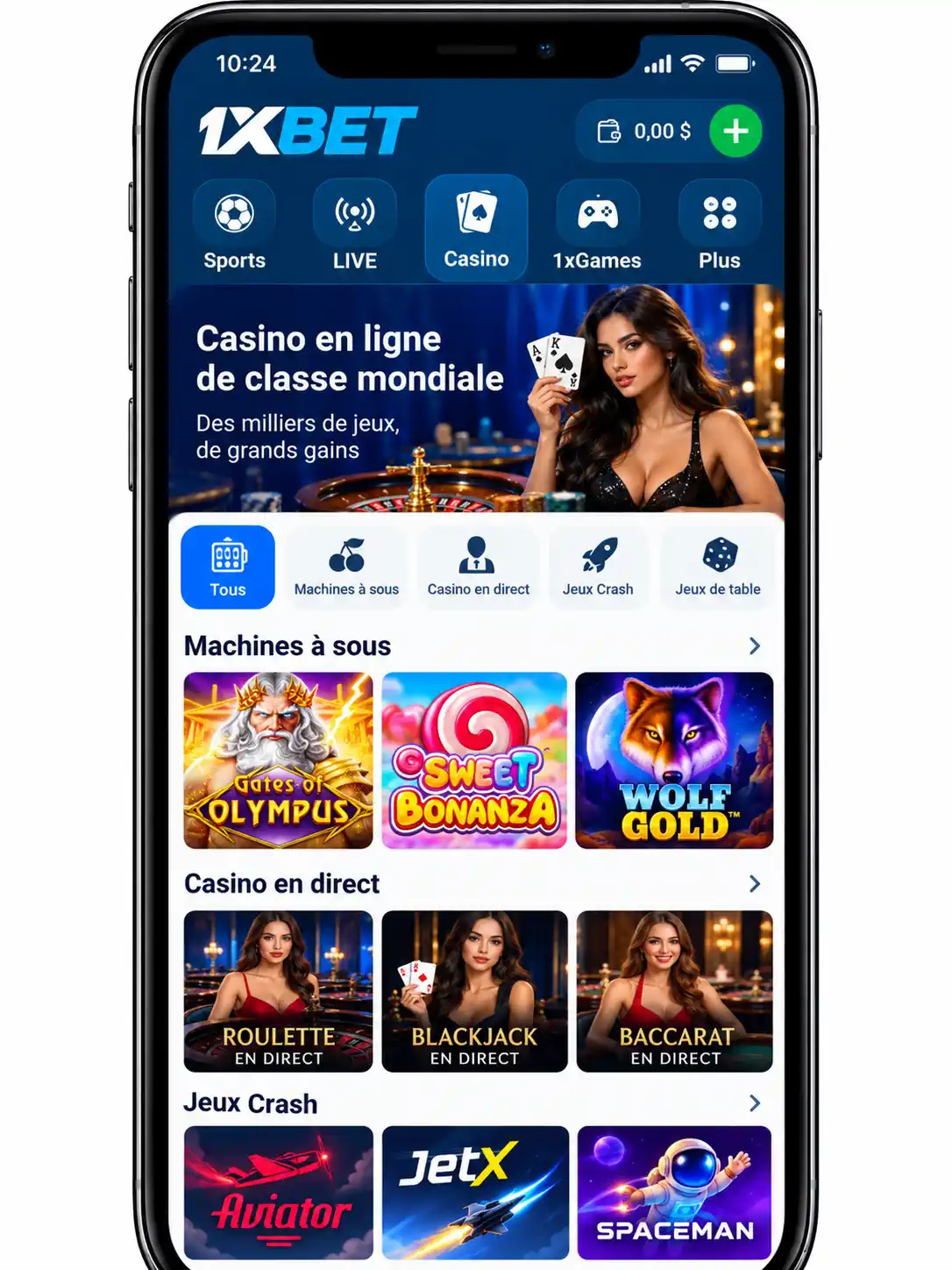 Casino Et Jeux Sur L'Application 1xBet